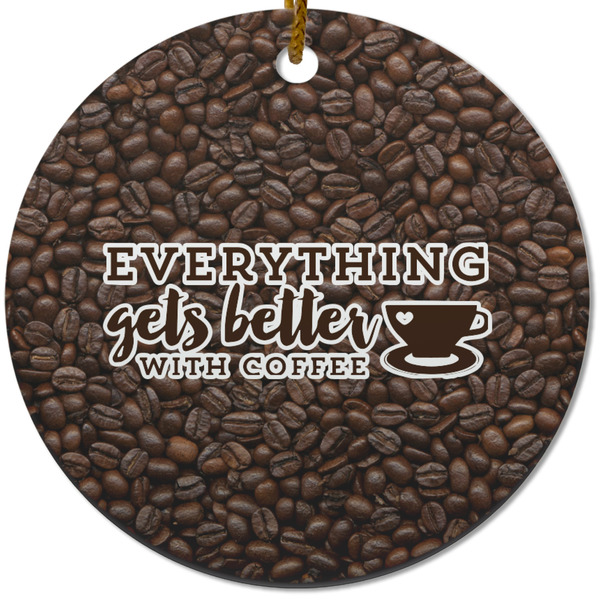 Custom Coffee Addict Round Ceramic Ornament