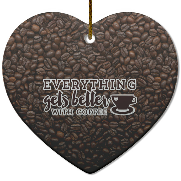 Custom Coffee Addict Heart Ceramic Ornament