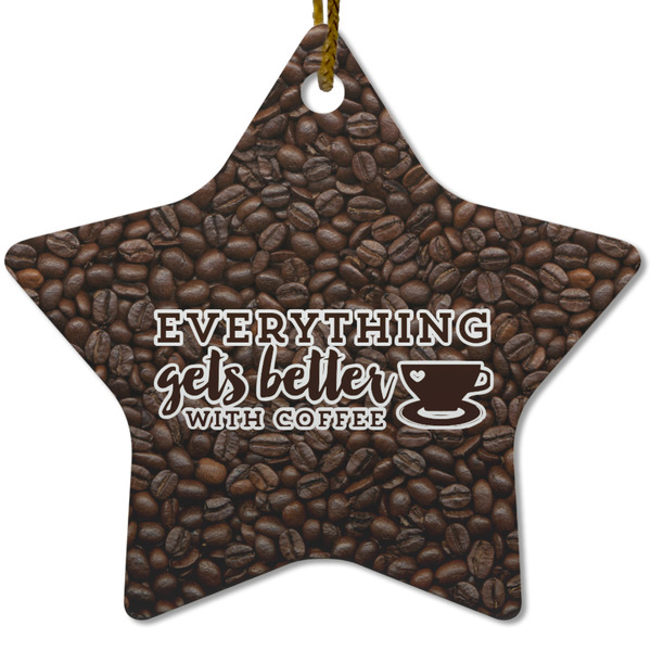 Custom Coffee Addict Star Ceramic Ornament