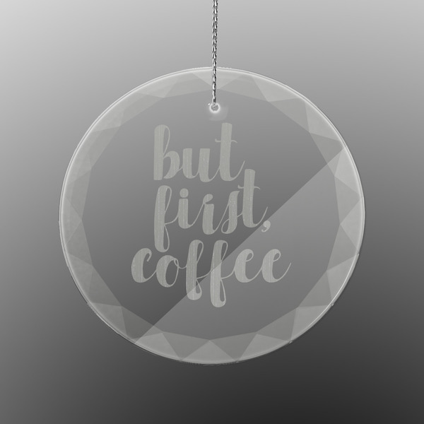 Custom Coffee Addict Engraved Glass Ornament - Round