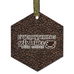 Coffee Addict Flat Glass Ornament - Hexagon