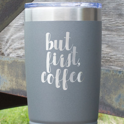 Coffee Addict 20 oz Stainless Steel Tumbler - Grey - Double Sided