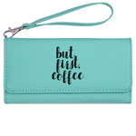 Coffee Addict Ladies Leatherette Wallet - Laser Engraved- Teal