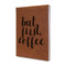 Coffee Addict Leather Sketchbook - Small - Double Sided - Angled View