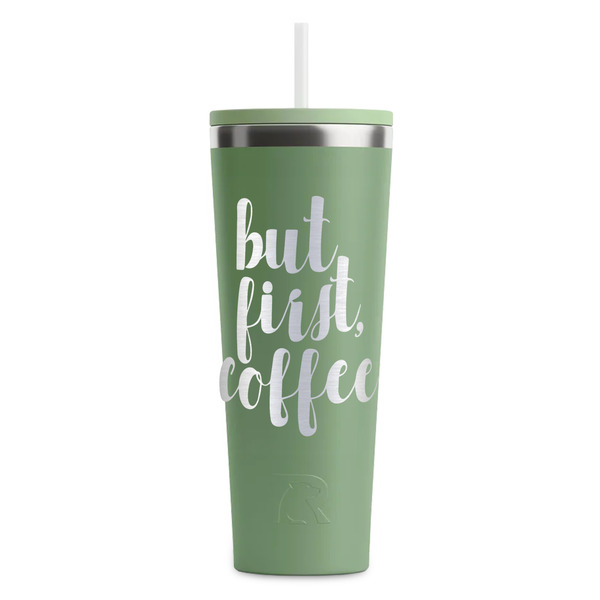 Custom Coffee Addict RTIC Everyday Tumbler with Straw - 28oz - Light Green - Double-Sided