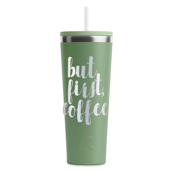 Custom Coffee Addict RTIC Everyday Tumbler with Straw - 28oz - Light Green - Single-Sided