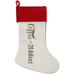 Coffee Addict Red Linen Stocking