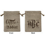 Coffee Addict Medium Burlap Gift Bag - Front & Back