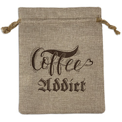 Coffee Addict Medium Burlap Gift Bag - Front