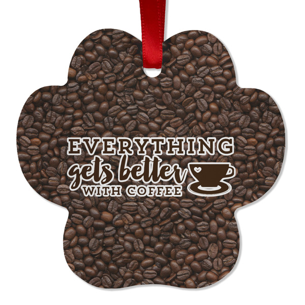 Custom Coffee Addict Metal Paw Ornament - Double Sided