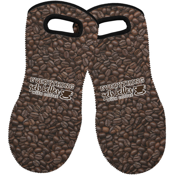 Custom Coffee Addict Neoprene Oven Mitts - Set of 2