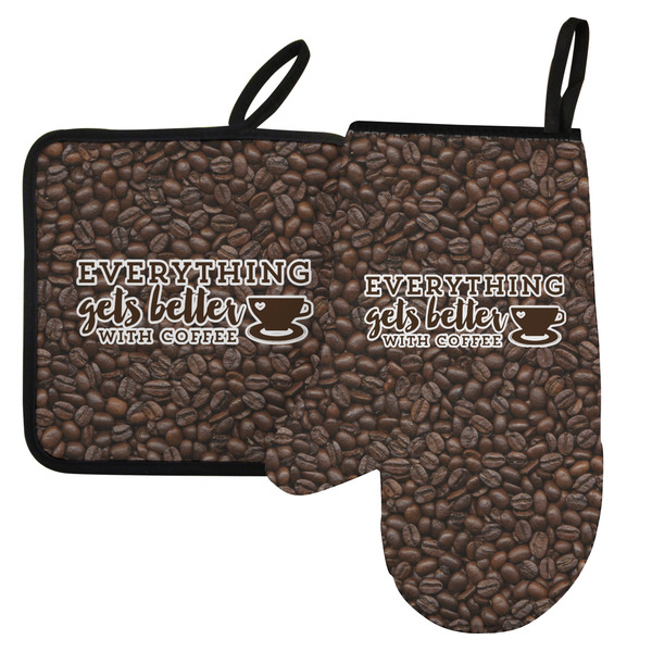 Custom Coffee Addict Left Oven Mitt & Pot Holder Set