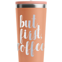 Coffee Addict RTIC Everyday Tumbler with Straw - 28oz - Peach - Single-Sided