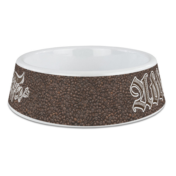 Custom Coffee Addict Plastic Dog Bowl - Large