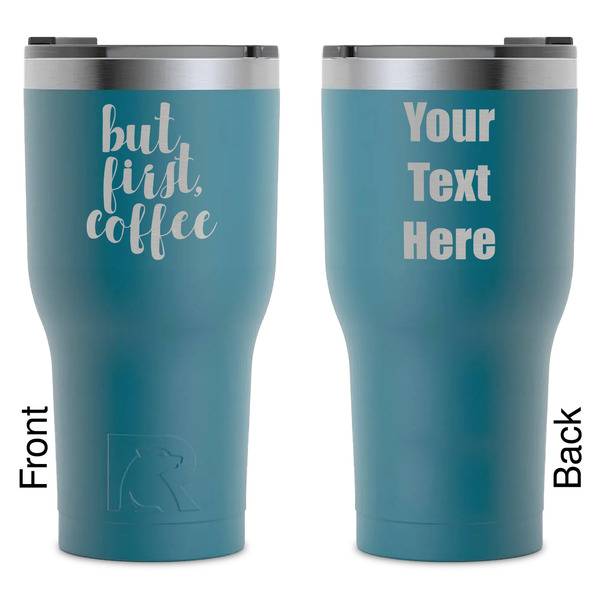 Custom Coffee Addict RTIC Tumbler - Dark Teal - Laser Engraved - Double-Sided