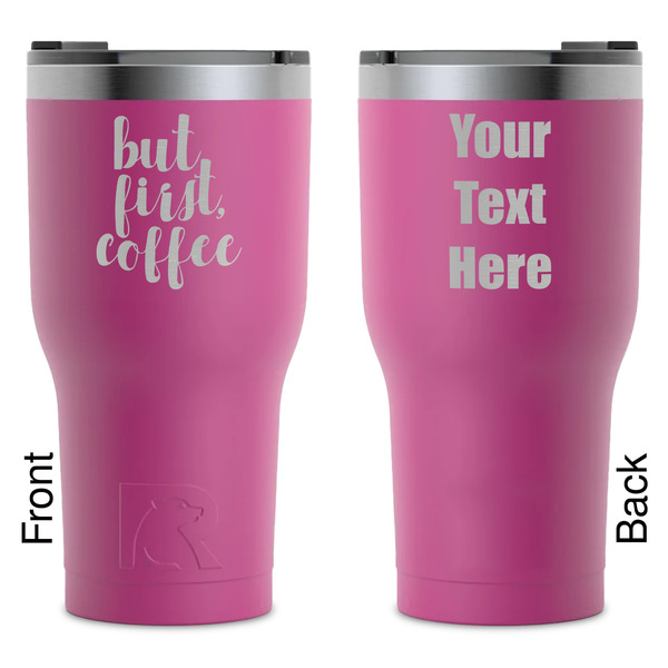 Custom Coffee Addict RTIC Tumbler - Magenta - Laser Engraved - Double-Sided