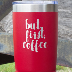 Coffee Addict 20 oz Stainless Steel Tumbler - Red - Double Sided