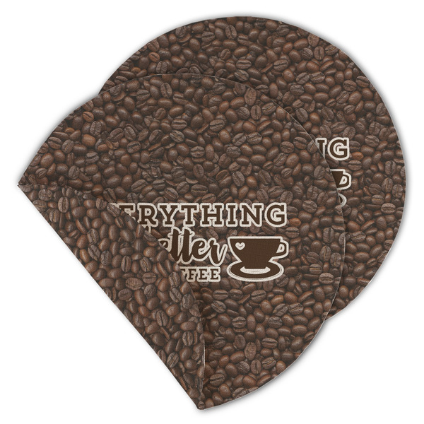 Custom Coffee Addict Round Linen Placemat - Double Sided