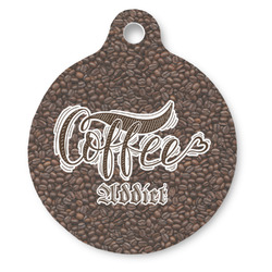 Coffee Addict Round Pet ID Tag - Large