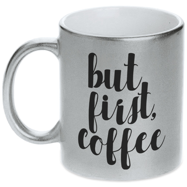 Custom Coffee Addict Metallic Silver Mug