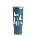 Coffee Addict RTIC Everyday Tumbler with Straw - 28oz - Steel Blue - Double-Sided