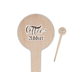 Coffee Addict 4" Round Wooden Food Picks - Single Sided