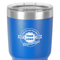 Logo & Tag Line 30 oz Stainless Steel Tumbler - Royal Blue - Single-Sided (Personalized)