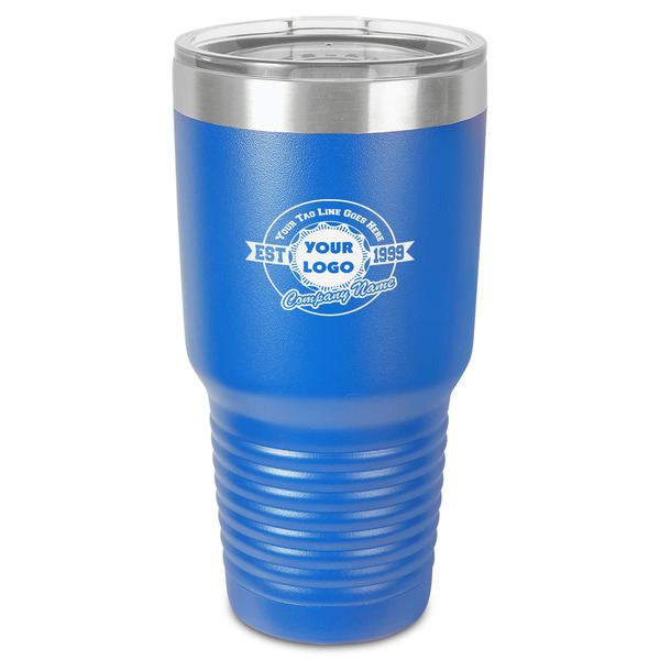 Custom Logo & Tag Line 30 oz Stainless Steel Tumbler - Royal Blue - Single-Sided (Personalized)