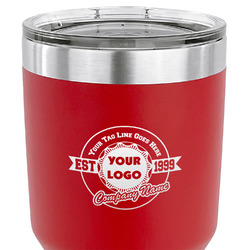 Logo & Tag Line 30 oz Stainless Steel Tumbler - Red - Double-Sided (Personalized)