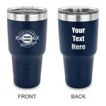 Logo & Tag Line 30 oz Stainless Steel Tumbler - Navy - Double-Sided (Personalized)