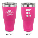 Logo & Tag Line 30 oz Stainless Steel Tumbler - Pink - Double-Sided (Personalized)