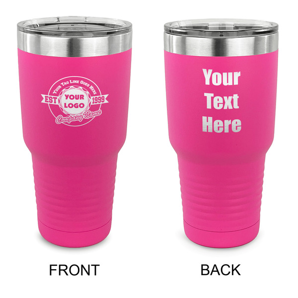 Custom Logo & Tag Line 30 oz Stainless Steel Tumbler - Pink - Double-Sided (Personalized)