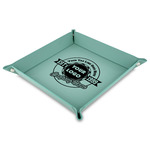 Logo & Tag Line Faux Leather Dice Tray - 9" x 9"  - Teal (Personalized)