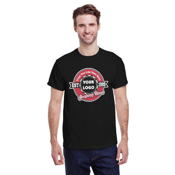 Custom Logo & Tag Line T-Shirt - Black - XL (Personalized)