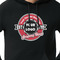 Logo & Tag Line Black Hoodie on Model - CloseUp