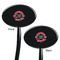 Logo & Tag Line Black Plastic 7" Stir Stick - Double Sided - Oval - Front & Back
