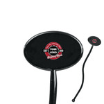Logo & Tag Line 7" Oval Plastic Stir Sticks - Black - Single-Sided (Personalized)