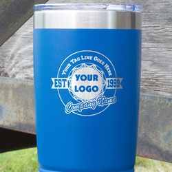 Logo & Tag Line 20 oz Stainless Steel Tumbler - Royal Blue - Double-Sided (Personalized)