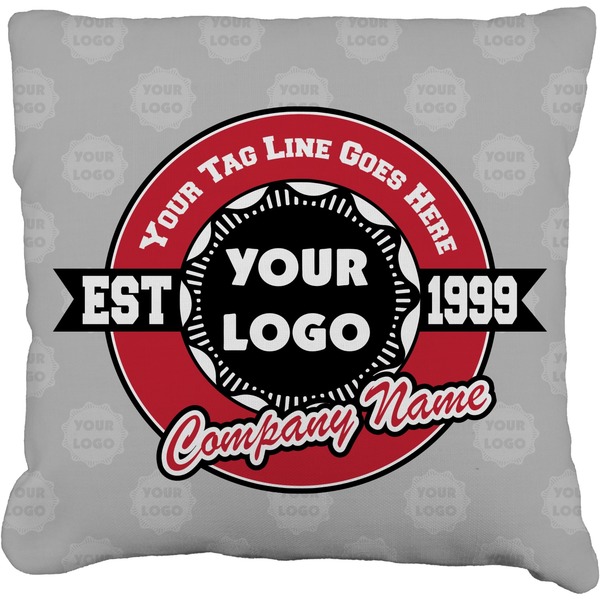 Custom Logo & Tag Line Faux-Linen Throw Pillow 16" w/ Logos