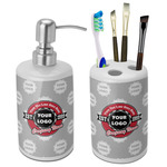 Logo & Tag Line Ceramic Bathroom Accessories Set (Personalized)