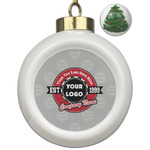 Logo & Tag Line Ceramic Ball Ornament - Christmas Tree (Personalized)