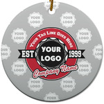 Logo & Tag Line Round Ceramic Ornament w/ Logos