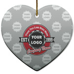 Logo & Tag Line Heart Ceramic Ornament w/ Logos