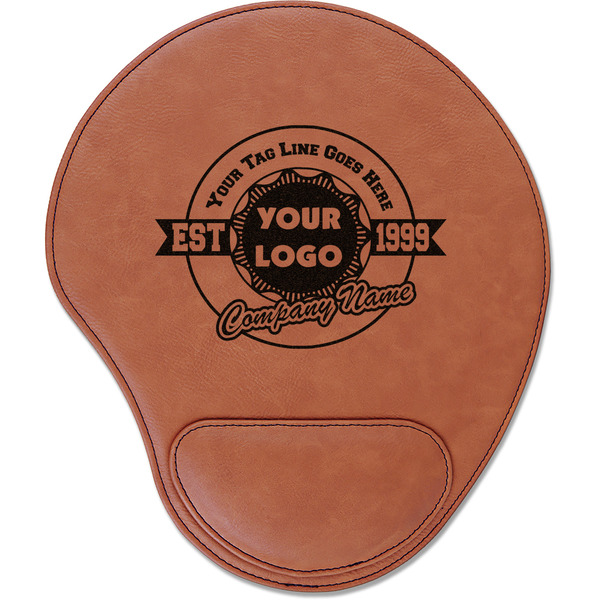 Custom Logo & Tag Line Leatherette Mouse Pad with Wrist Support (Personalized)