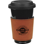 Logo & Tag Line Leatherette Cup Sleeve - Single-Sided (Personalized)