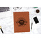 Logo & Tag Line Cognac Leatherette Portfolios - Lifestyle Image