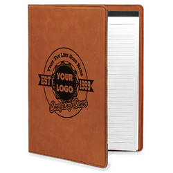 Logo & Tag Line Leatherette Portfolio with Notepad - Large - Double-Sided (Personalized)