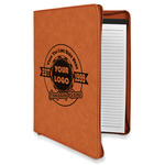 Logo & Tag Line Leatherette Zipper Portfolio with Notepad - Double-Sided (Personalized)