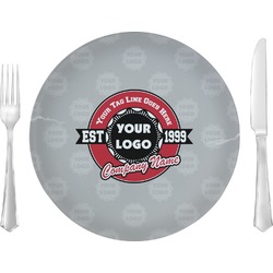 Logo & Tag Line Glass Lunch / Dinner Plate 10" -  Single (Personalized)