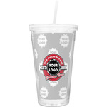 Logo & Tag Line Double Wall Tumbler with Straw (Personalized)